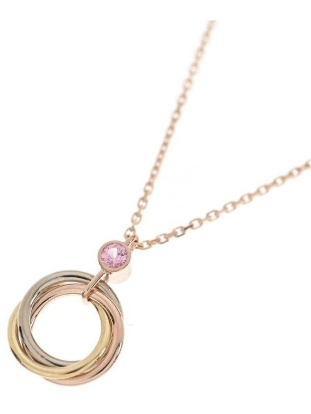 Cartier Baby Trinity Necklace 18k Pink Gold 18k Yellow 18k White Sapphire New